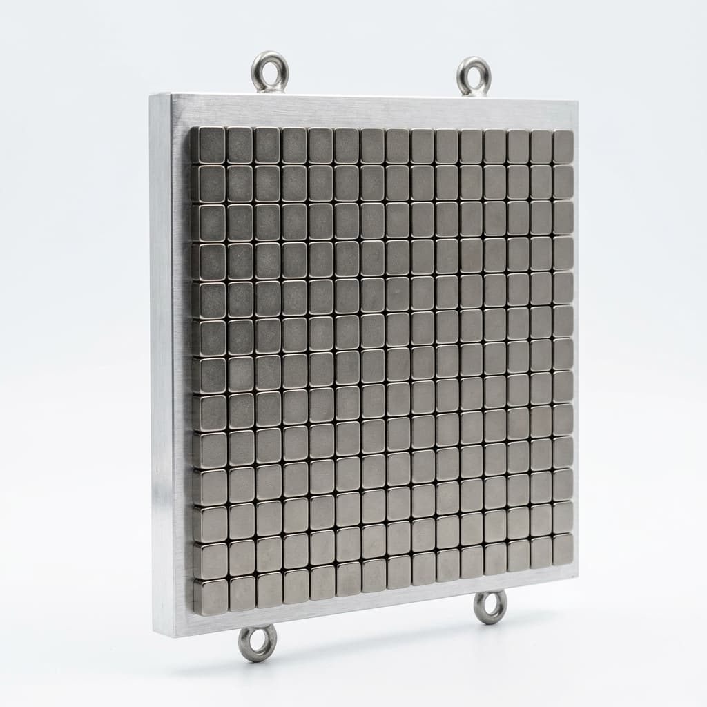 Single-sided planar Halbach magnet array with precision grid layout