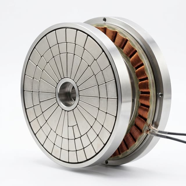 Coreless direct-drive Halbach axial flux motor with rotor and stator